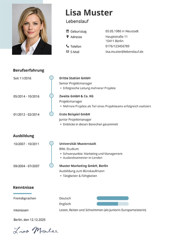 Lebenslauf 2026 Lebenslauf Vorlage 2026